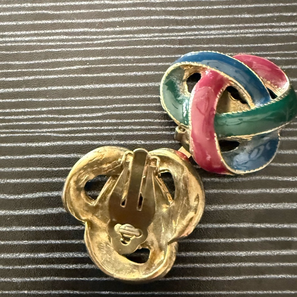 Vintage Acrylic Earrings with gold tone Clip-On backing - Set of 3